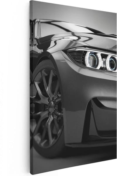 Artaza Canvas Schilderij BMW - 20x30 cm - Klein - Muurdecoratie Auto - Wanddecoratie Mancave - Kamer Accessoires Zwart