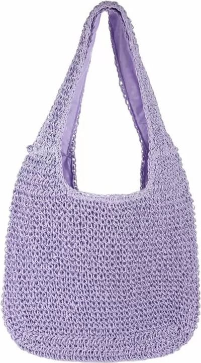 Schoudertas Dames Rotan Beach - Paars/Zilverkleurig