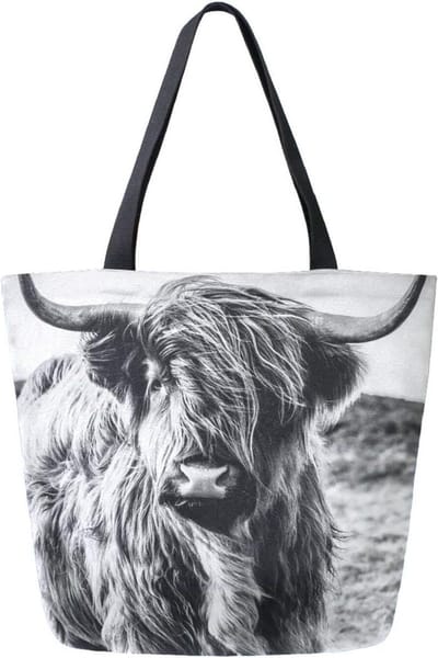 Canvas Tote Bag - Draagtas Schoudertas - Dagelijks Gebruik - Dubbelzijdig Bedrukt - 34.5x13x40cm - Zwart Wit