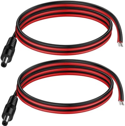 Dailygoody - 2x 14Awg 12V Dc Power Kabel Pigtails 5.5x2.1mm voor Cctv