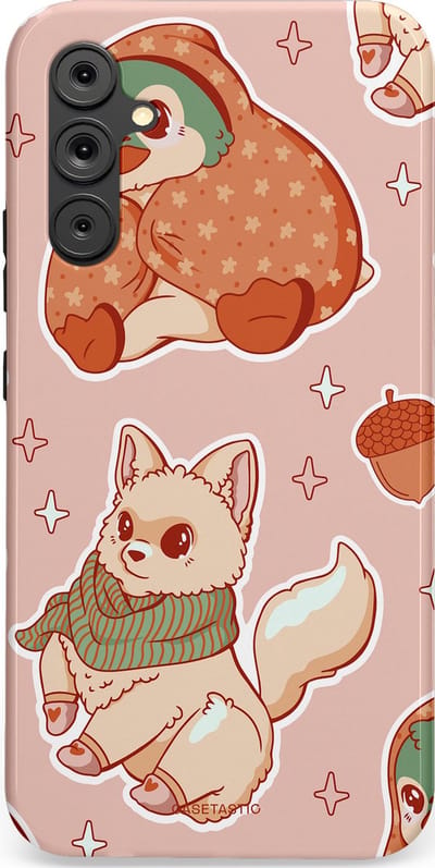 Casetastic hoesje geschikt voor Samsung Galaxy A34 (2023) 5G - Dubbellaagse bescherming - Winter avontuur - Fashion Case - Perzik Zand Lichtgrijs