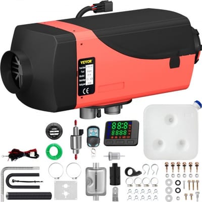 VEVOR Diesel Standkachel 2KW, 12V Diesel Luchtverwarmer, 10L Diesel Luchtverwarmer, -40℃ - +20℃ Diesel Luchtverwarmer met LCD-scherm, LCD-schakelaar, Geluiddemper, Aluminium Luchtverwarmer