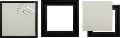 Drieluik; 3 houten baklijsten (kaders) zwart met GRATIS katoenen doeken 30 x 40 cm