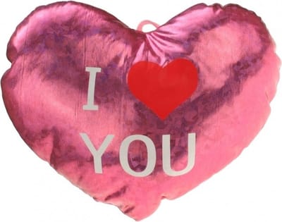 Pluche glimmend hart roze met tekst I love you - Valentijnscadeaus