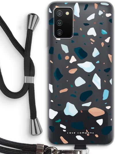 Case Company® - Hoesje met koord geschikt voor Samsung Galaxy A03S hoesje met Koord - Terrazzo N°13 - Telefoonhoesje met Zwart Koord - Bescherming aan alle Kanten en Over de Schermrand