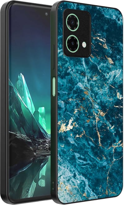 Geschikt voor Motorola Edge 40 Neo Telefoonhoesje met marmer opdruk - TPU backcover case blue marble design - Blauw - Smartphonica geschikt voor Motorola Edge 40 Neo