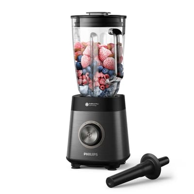 Philips Blender HR3040/00 - Krachtige 1200 Watt Motor - Met Stamper – Veelzijdig Gebruik - Vaatwasserbestendig - 1.5l Kan - RVS - Zwart