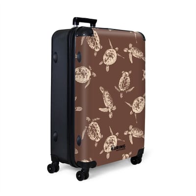 NoBoringSuitcases.com® - Koffer groot - Reiskoffer lichtgewicht - Bruin met schildpadden print - Rolkoffer met 4 wielen - Grote trolley XL - 98 liter bagage