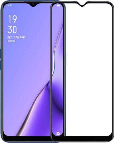 Back Cover met Opbergvakjes + Gehard Glas Screenprotector voor OPPO A9 (2020) _ Zwart