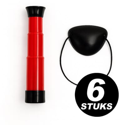 Piraat Set – Ooglapje & Speelgoed Verrekijker – Verkleed Accessoires – 6 Stuks