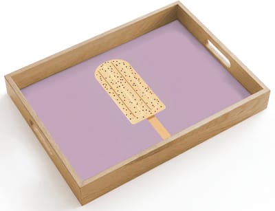 Dienblad hout 40x30 cm - Schootdienblad - Beige - Ijsje - Spikkels - Borrelplank rechthoek - Plateau dienbladen