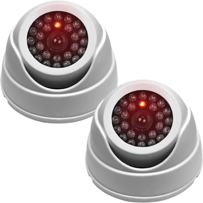 Dummy Camera Set - Fake Beveiliging - Diefstal Afschrikken - Knipperend LED Licht - 2 Stuks - Wit