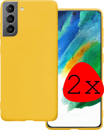 Hoesje 2 Stuks - Geschikt voor Samsung Galaxy S21 FE - Sterk & Shockproof - Case Siliconen - Back Cover - Telefoon Hoes - Geel