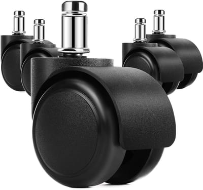 Set van 5 Stoelwielen Rubber Stil en Krasvrij voor Alle Vloeren Universele Maat