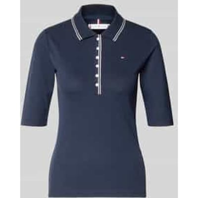 Tommy Hilfiger Lyocell Tipping Slim Polo Dark Night Navy Size: S | Polo Shirts Outlet | Dames | Blauw