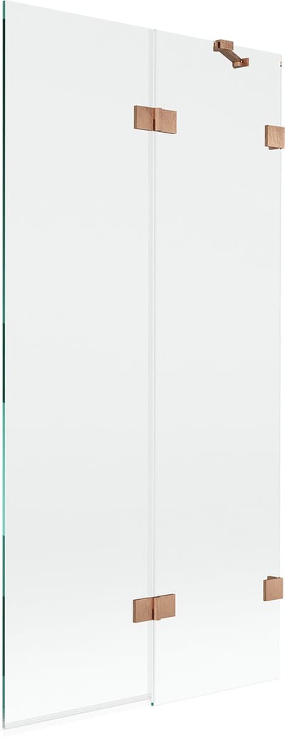 Mexen Lunar douchewand 2-delig rechts 90 x 150 , transparant, geborsteld koper - 897-090-100-65-00-P