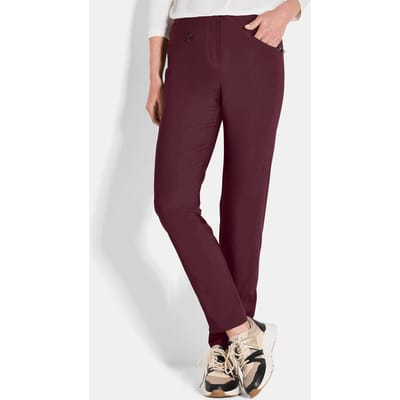 Smalle bengaline broek LOUISA, aan de binnenkant geruwd - bordeaux - Gr. 54 van Goldner Fashion