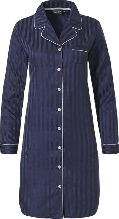 Pastunette Maat 42 Deluxe Monochrome doorknoop Vrouwen Nachthemd - Dark Blue