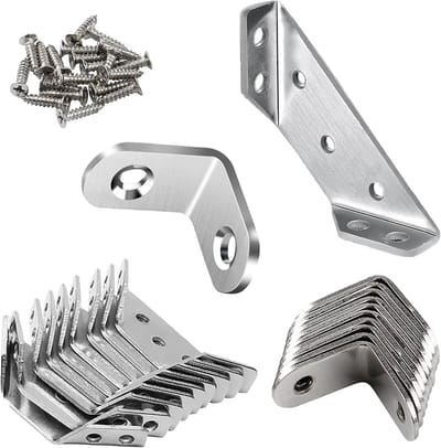 Hoekbeugels Set - Bevestigingsbeugels - Meubels Versterken - Roestvrij Staal - 20 Stuks - Zilverkleurig