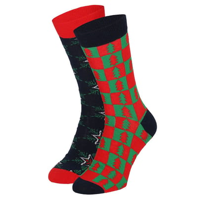 Apollo - Kerstsokken heren in kerstbal - Rood - Maat 41/46 - kerstsokken heren maat 40-46 - kerstsokken mannen