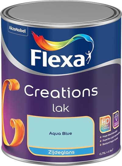 Flexa - Creations Lak Zijdeglans - Aqua Blue - Mengverf - 750 Ml