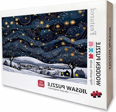 Houten Puzzel - Legpuzzel Volwassenen - Ontspannend Vrije Tijd - Achterkant Met Letters - 3000 Stukjes 122x81cm - Sneeuwscène