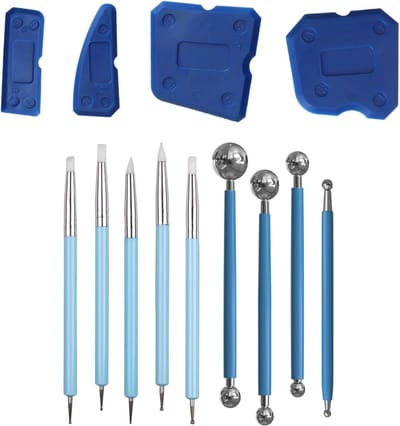 Siliconen Trekkerset - Voegengereedschap - Badkamerrenovatie - 4 Metalen Kogelvlakken - 13 Stuks - Grijs