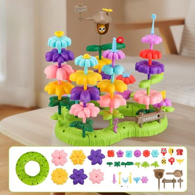Blocs de construction de jardin éducatifs et en constante évolution pour enfants Bricolage Jouets d'illustration à grosses particules Fleurs Arrangement floral Cadeaux