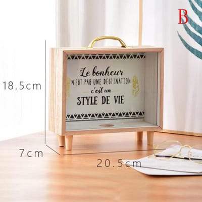 1 STKS Houten Spaarpot Spaarpotten Spaarvarkens Woondecoratie Cadeau Kinderen Spaarpotten 4 Stijlen Opbergdoos gray
