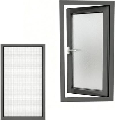 Openslaand raam - Binnenraam privacy - Ruimtebesparing binnen - Dubbel glas - 27 x 21 inch - Grijs
