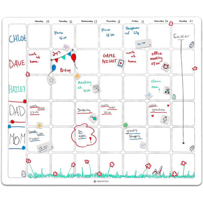 GreenStory - Familie Planner - Zelfklevend - Gezinsplanner - XL - Sticky Whiteboard - met Sticky Pen
