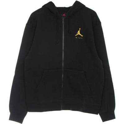 Jumpman fleece herenhoodie met volledige ritssluiting, zwart/pollen