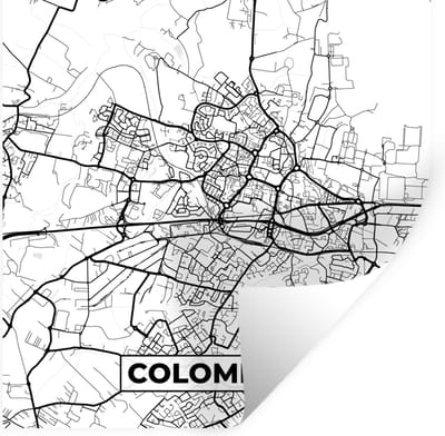 Muurstickers - Sticker Folie - Colomiers - Stadskaart - Plattegrond - Kaart - Frankrijk - Zwart wit - 100x100 cm - Plakfolie - Muurstickers Kinderkamer - Zelfklevend Behang XXL - Zelfklevend behangpapier - Stickerfolie