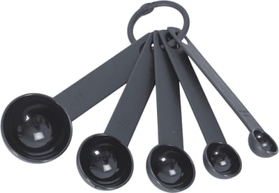Lily Cook Keuken Maatschepjes / maatlepeltjes - klein - Set 5x stuks - Kunststof - zwart - diverse formaten