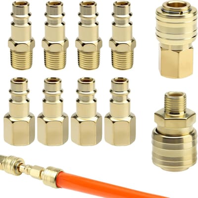 10 Stuks Euro Gecomprimeerde Luchtkoppelingen, 1/4 Inch BSP Snelle Koppeling voor Luchtcompressor, Slangverbindingen en Fittingen voor Persluchttoepassingen
