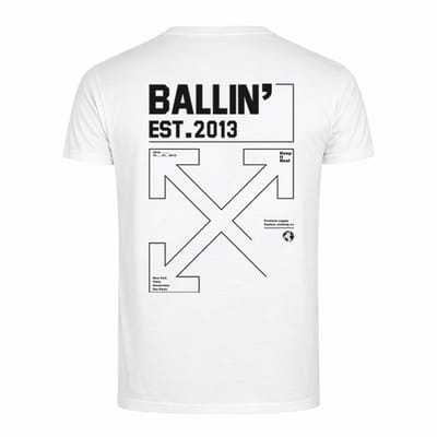 Heren Tee SS met Ballin Est. 2013 Backprint Cross Shirt Print - Wit - Maat XL