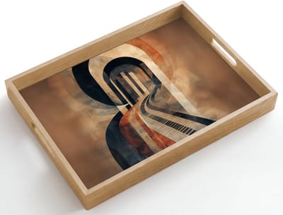 Dienblad hout 50x35 cm - Schootdienblad - Piano - Toetsen - Abstract - Borrelplank rechthoek - Plateau dienbladen