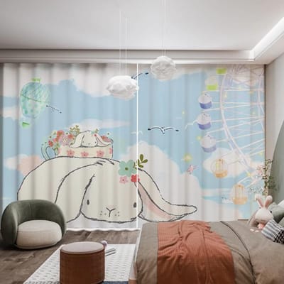 2 Panelen Roze Prinsessenkamer Gordijnpanelen Cartoon Eenhoorn Kasteel Regenboog Print Gordijnen voor Meisjes Kinder Slaapkamer Gordijnen cortina 2x70W185H(CM)&rod pocket