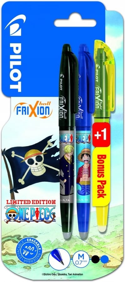 Pilot Frixion Ballpennen Zwart & Blauw + Markeerstift Uitwisbaar