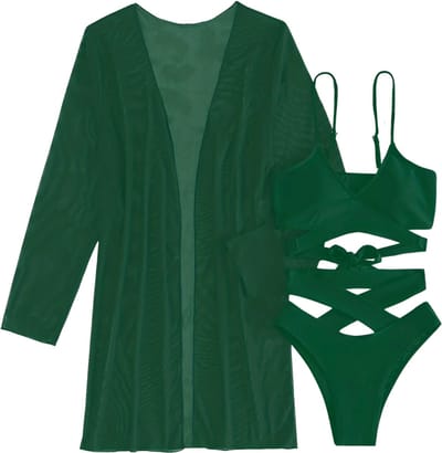 Livano Bikini Set Dames - Strandjurk - Volwassenen - Strandtuniek - Blouse - Groen - Maat S