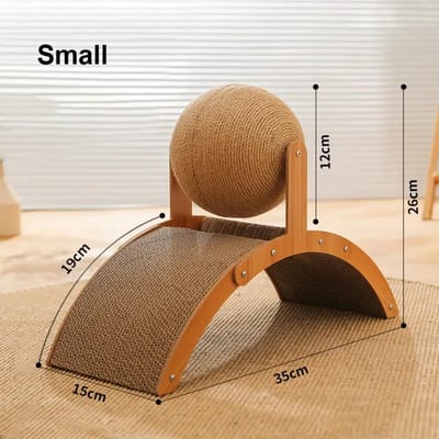 Balle à gratter pour chat 2 en 1 Griffoir en bois pour chat Griffoir en sisal Jouet à griffer résistant à l'usure Grattoir en bois massif pour chats brown