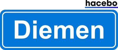 Hacebo - Plaatsnaam Sticker - 29x10 CM - Diemen sticker - Verkeersborden sticker - grappige cadeaus - Diemen