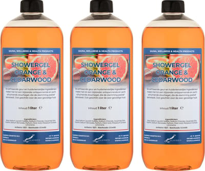 Douchegel Sweet Orange & Cedarwood 1 liter - set van 3 stuks - showergel