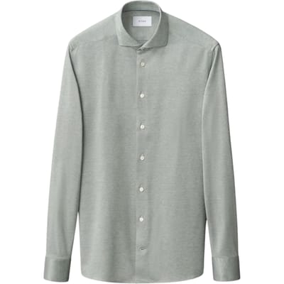 Eton Filo Di Scozia Knit Shirt Lange Mouw Overhemden Lichtgroen 100014987