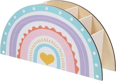 Dailygoods- Pennenorganizer Hout - Bureau Organizer - Regenboog - Kindvriendelijk - Decoratief Kunstwerk - Grote Capaciteit