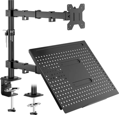 Verstelbare Laptop- en Monitorstandaard met VESA Montageopties, voor 13-32" Schermen, met Laptoplade