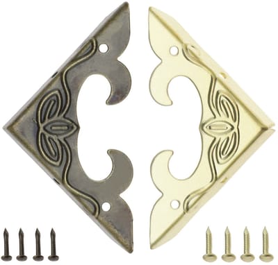 Dailygoods- Hoekprotector 40 Stuks - Antiek Brons/Goud - Metalen Hoekbeschermers - Vintage Stijl - 30x30x4,5 mm - Inclusief Schroeven - Hoekbeschermer