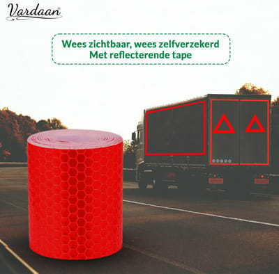 Vardaan Reflecterende tape -  bakfiets - fiets - auto - rood reflectie plakband op rol - 3 meter x 5 cm breed