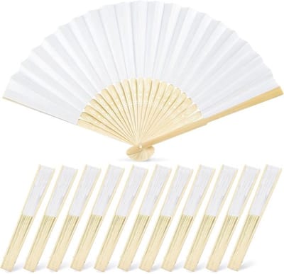 Daity 12 handwaaiers – 21 cm opvouwbare handwaaiers – Dameswaaiers – Papieren waaiers voor bruiloftsgasten – Souvenirs voor vrijgezellenfeesten en babyshowers – Feestdecoraties