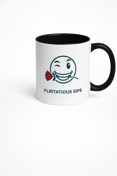 Flirterige Winky Emoji Mok met Roos | 'Flirtatious Sips' Koffiemok | Origineel Cadeau